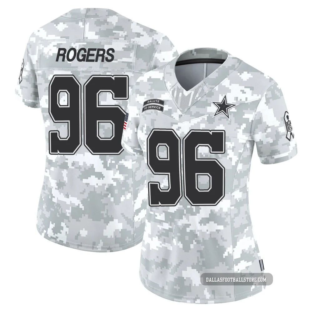 Justin Rogers Dallas Cowboys ＃96 Limited Women's Arctic Camo 2024 Salute to Service Jersey