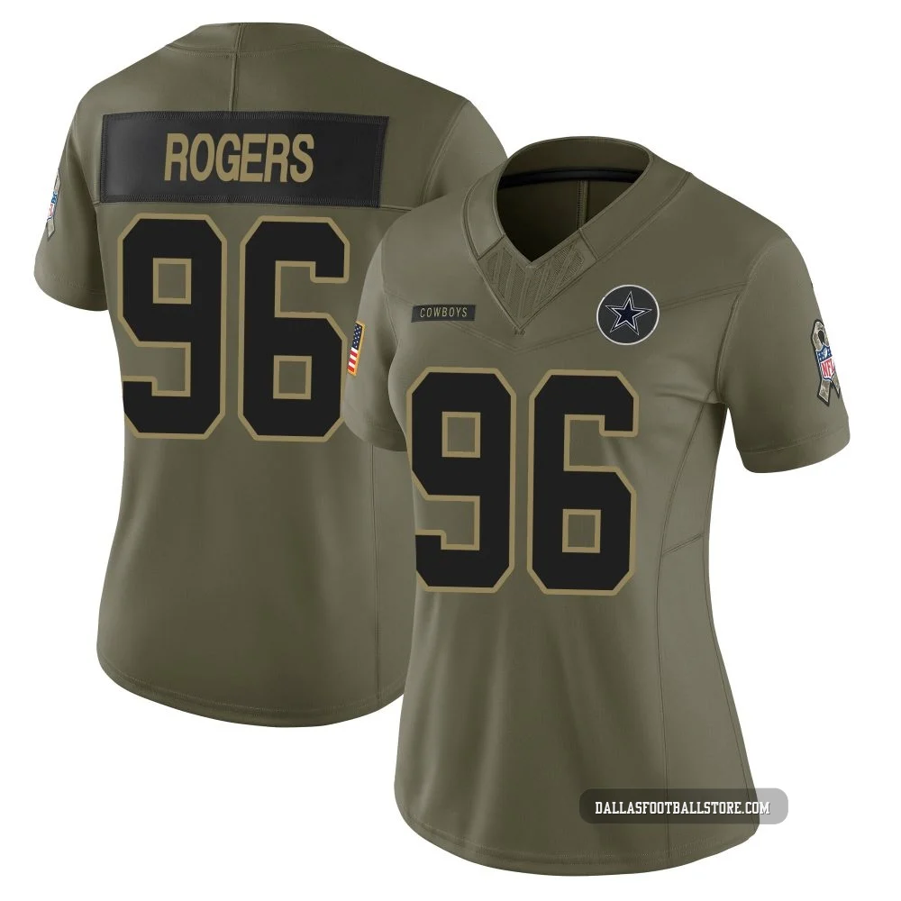 Justin Rogers Dallas Cowboys ＃96 Limited Women's Olive 2025 Salute to Service Jersey