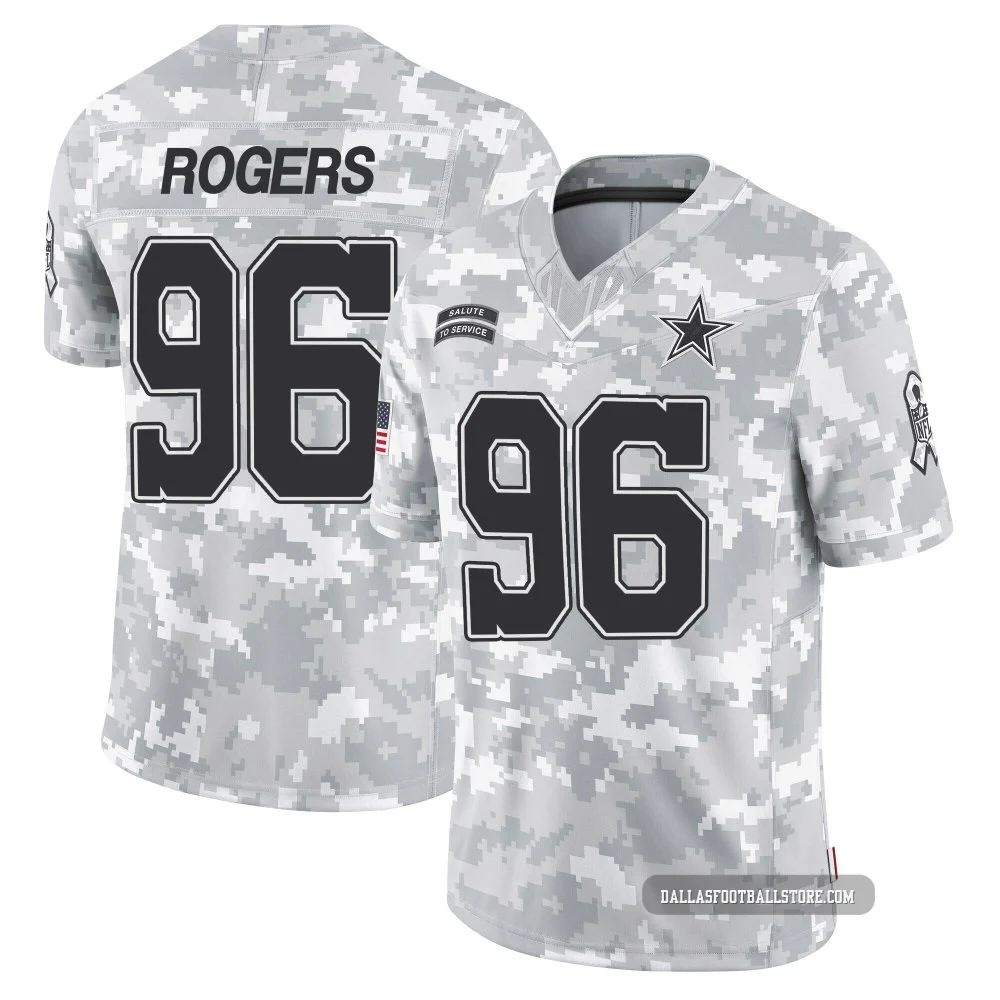 Justin Rogers Dallas Cowboys ＃96 Limited Youth Arctic Camo 2024 Salute to Service Jersey