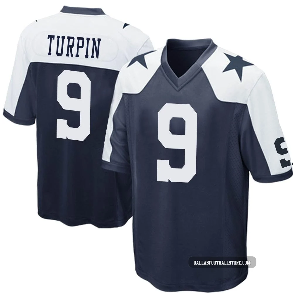 KaVontae Turpin Dallas Cowboys ＃9 Game Men's Navy Blue Throwback Jersey