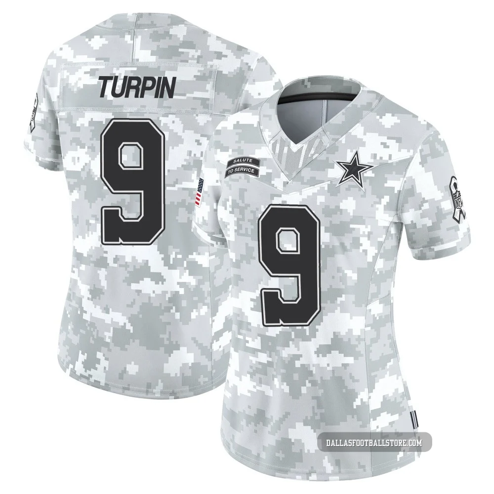 KaVontae Turpin Dallas Cowboys ＃9 Limited Women's Arctic Camo 2024 Salute to Service Jersey