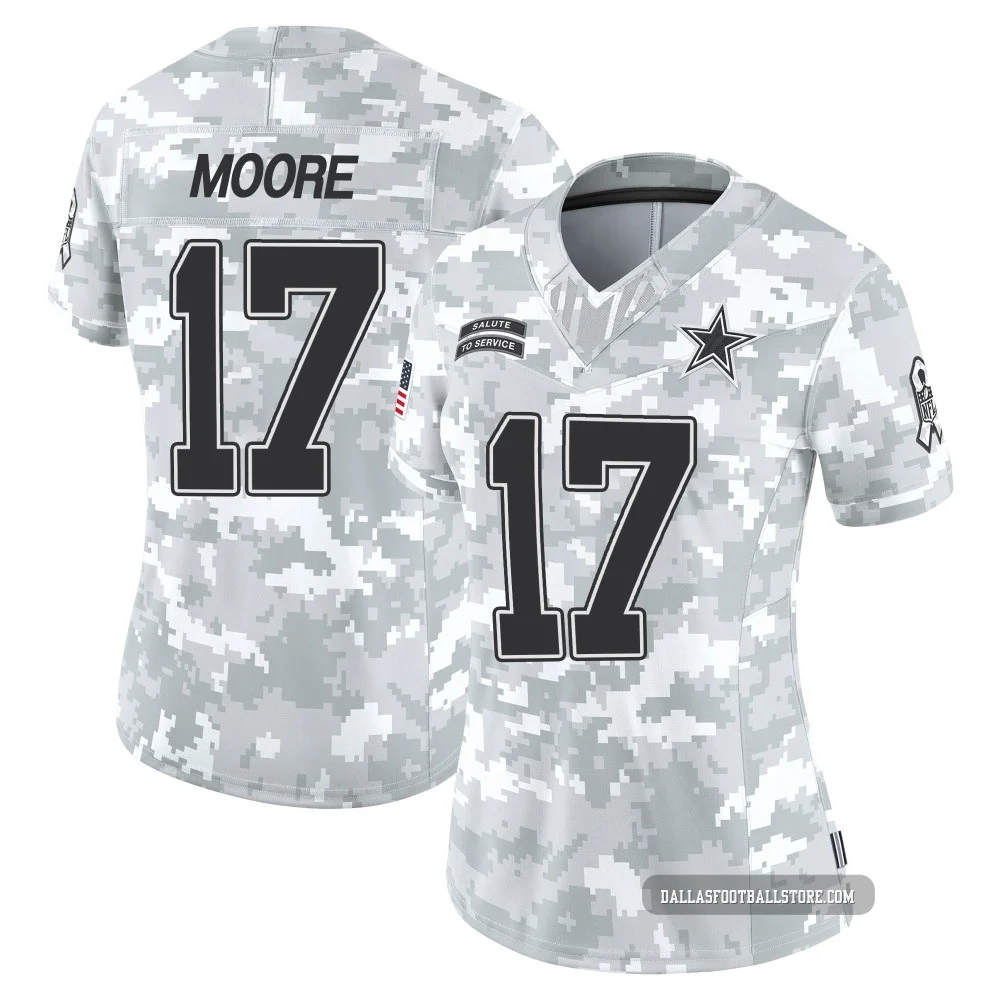 Kellen Moore Dallas Cowboys ＃17 Limited Women's Arctic Camo 2024 Salute to Service Jersey