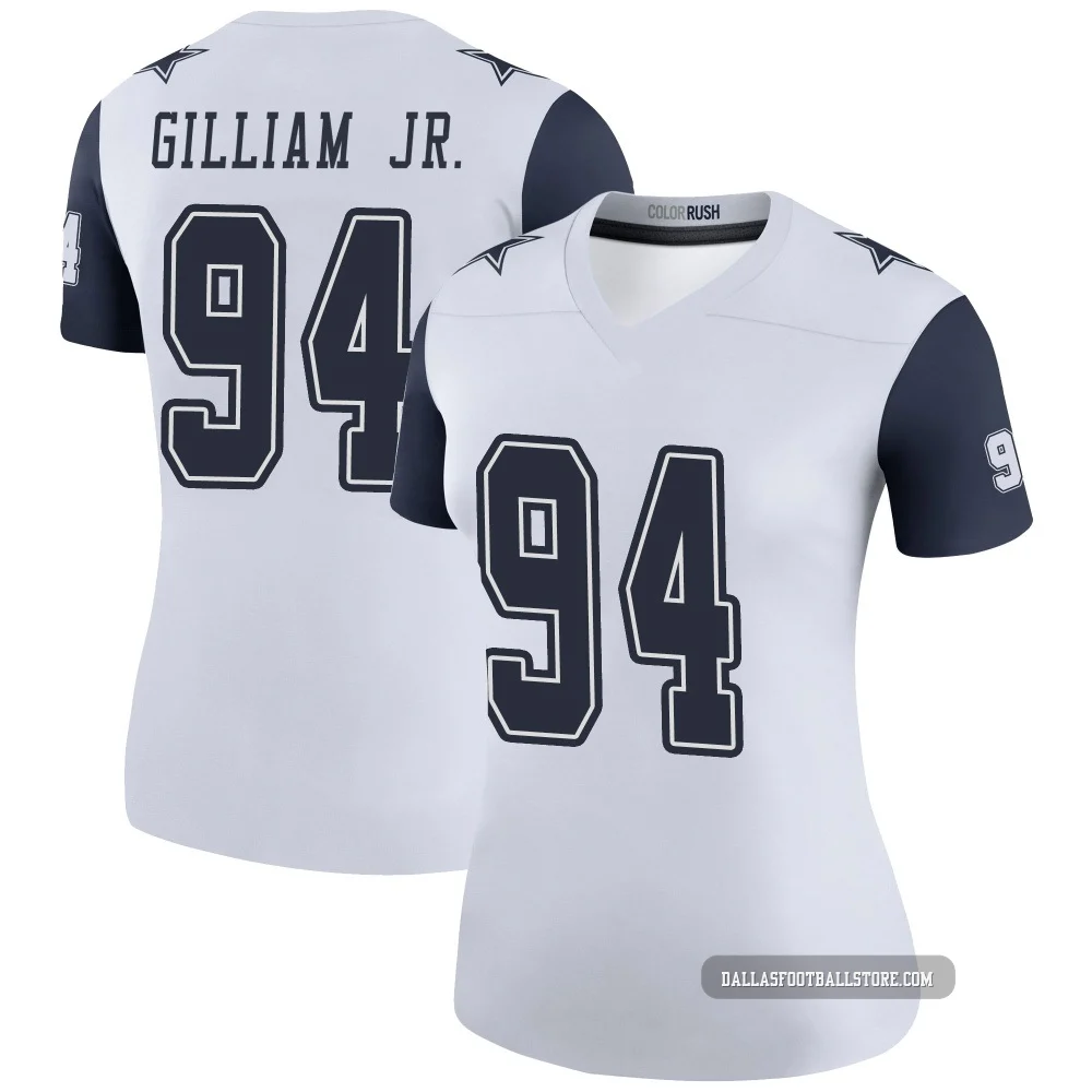 Kelvin Gilliam Jr. Dallas Cowboys ＃94 Legend Women's White Color Rush Jersey