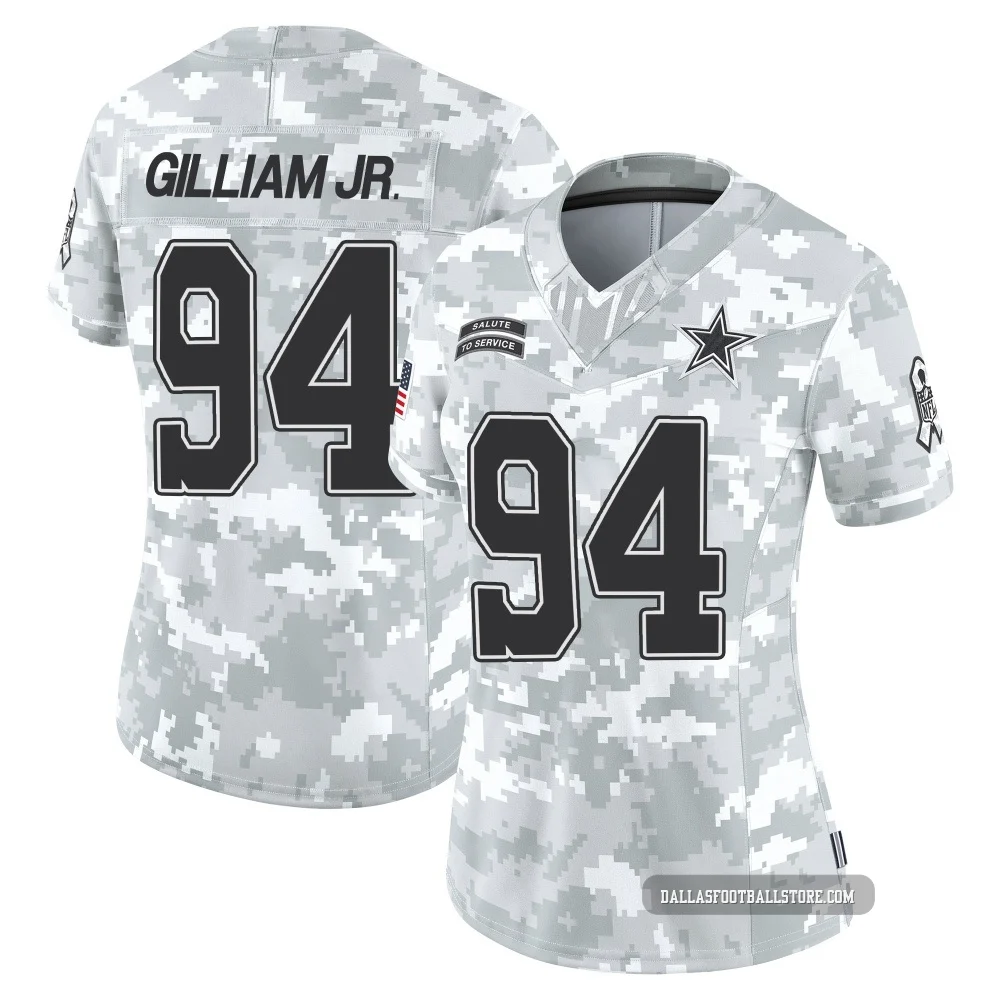 Kelvin Gilliam Jr. Dallas Cowboys ＃94 Limited Women's Arctic Camo 2024 Salute to Service Jersey