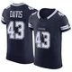Malik Davis Dallas Cowboys ＃43 Elite Men's Navy Vapor F.U.S.E. Jersey