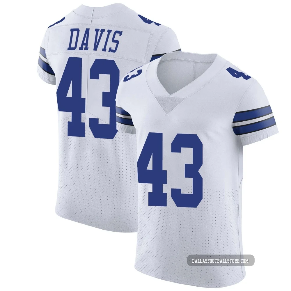 Malik Davis Dallas Cowboys ＃43 Elite Men's White Vapor Untouchable Jersey