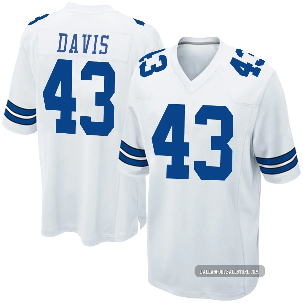 Malik Davis Dallas Cowboys ＃43 Game Men's White Jersey