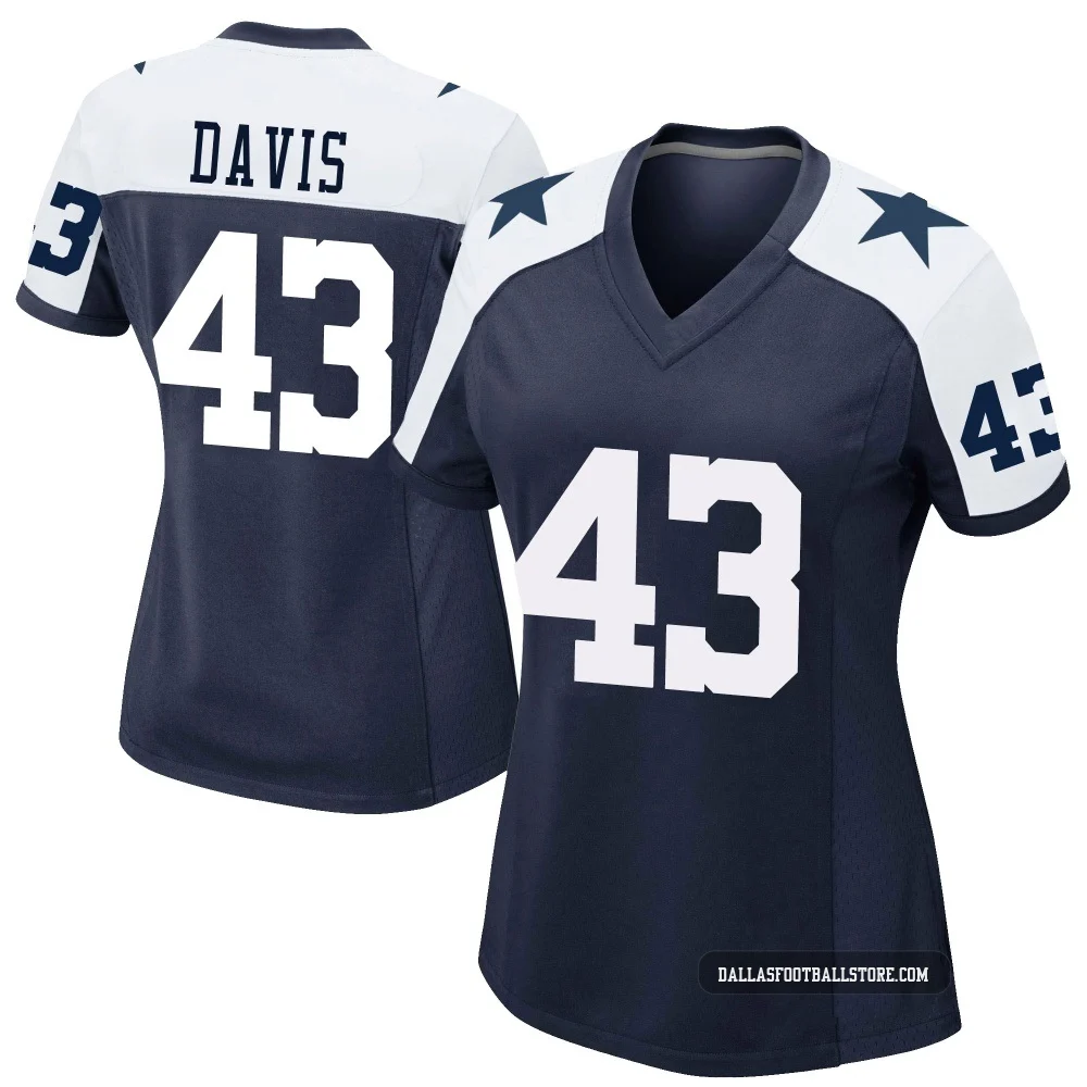 Malik Davis Dallas Cowboys ＃43 Game Women's Navy Alternate Jersey
