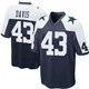 Malik Davis Dallas Cowboys ＃43 Game Youth Navy Blue Throwback Jersey