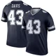 Malik Davis Dallas Cowboys ＃43 Legend Men's Navy Jersey