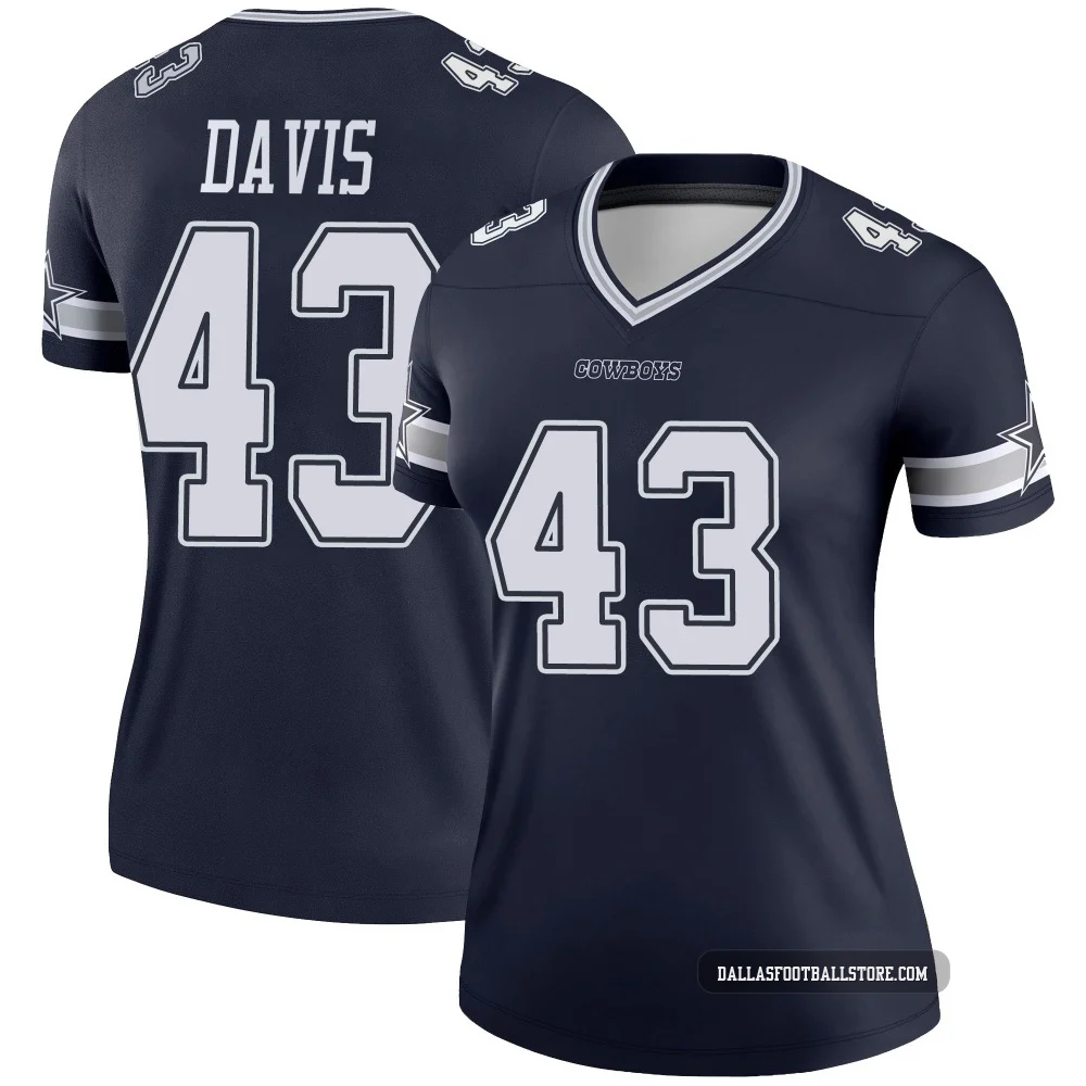 Malik Davis Dallas Cowboys ＃43 Legend Women's Navy Jersey