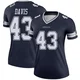 Malik Davis Dallas Cowboys ＃43 Legend Women's Navy Jersey