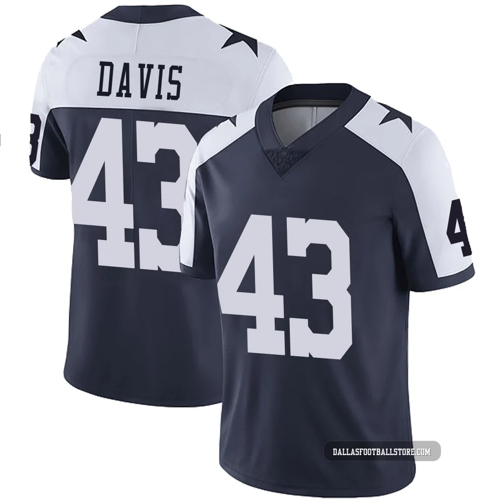 Malik Davis Dallas Cowboys ＃43 Limited Men's Navy Alternate Vapor Untouchable Jersey