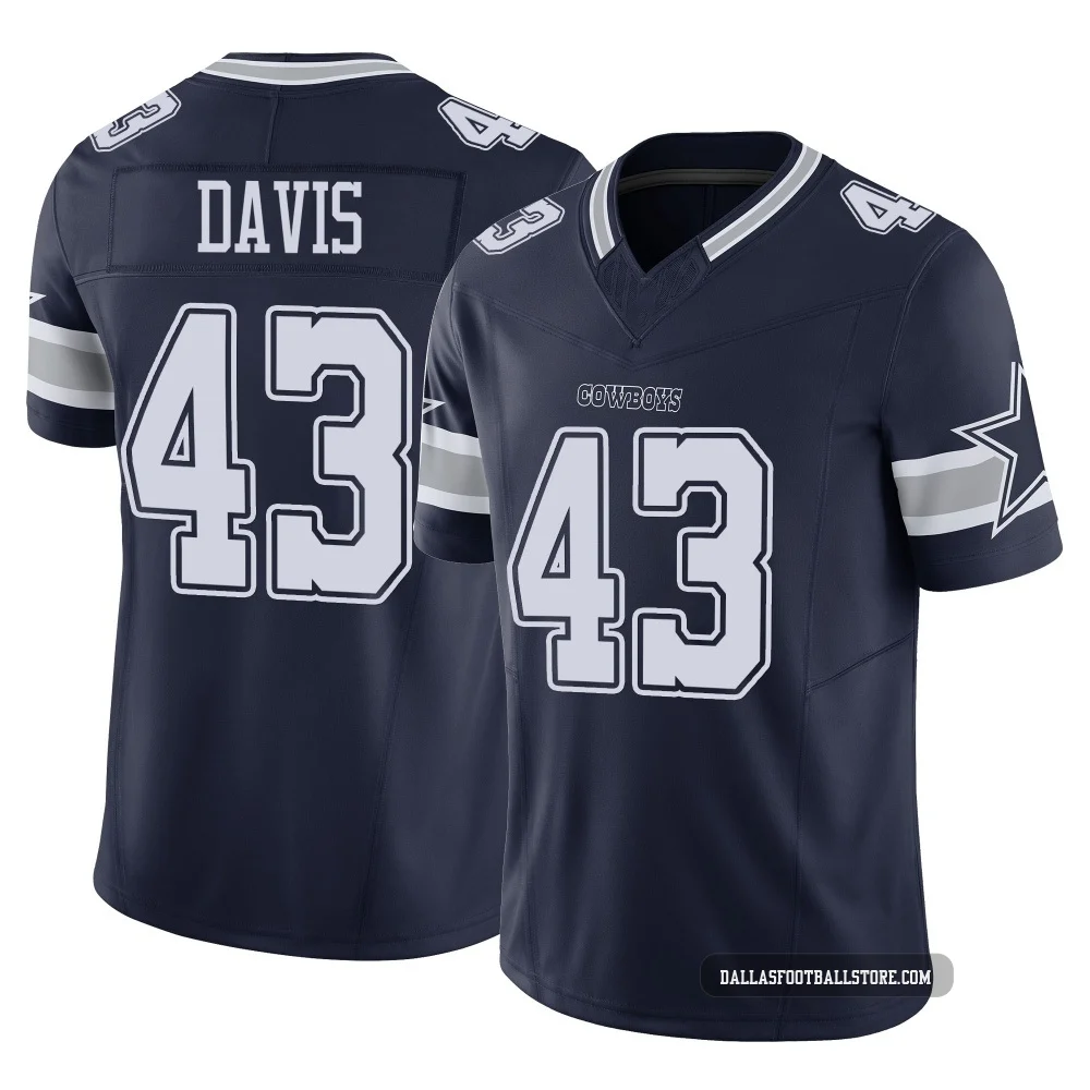 Malik Davis Dallas Cowboys ＃43 Limited Men's Navy Vapor F.U.S.E. Jersey