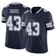 Malik Davis Dallas Cowboys ＃43 Limited Men's Navy Vapor F.U.S.E. Jersey
