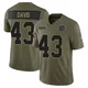 Malik Davis Dallas Cowboys ＃43 Limited Men's Olive 2025 Salute to Service Jersey