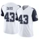 Malik Davis Dallas Cowboys ＃43 Limited Men's White 2nd Alternate Vapor F.U.S.E. Jersey