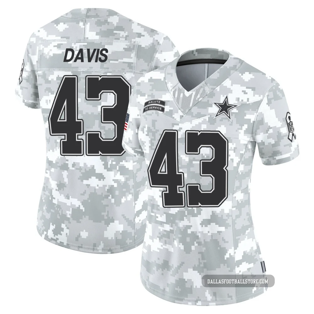 Malik Davis Dallas Cowboys ＃43 Limited Women's Arctic Camo 2024 Salute to Service Jersey