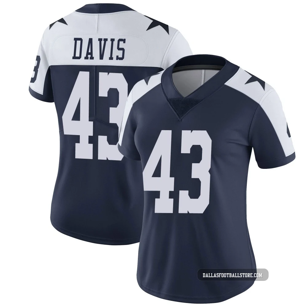 Malik Davis Dallas Cowboys ＃43 Limited Women's Navy Alternate Vapor Untouchable Jersey