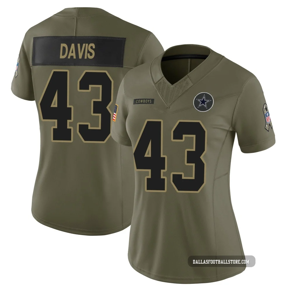 Malik Davis Dallas Cowboys ＃43 Limited Women's Olive 2025 Salute to Service Jersey