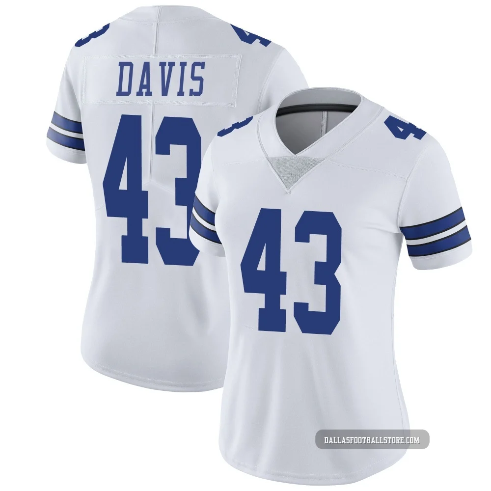 Malik Davis Dallas Cowboys ＃43 Limited Women's White Vapor Untouchable Jersey