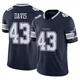 Malik Davis Dallas Cowboys ＃43 Limited Youth Navy Vapor F.U.S.E. Jersey