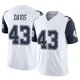 Malik Davis Dallas Cowboys ＃43 Limited Youth White 2nd Alternate Vapor F.U.S.E. Jersey
