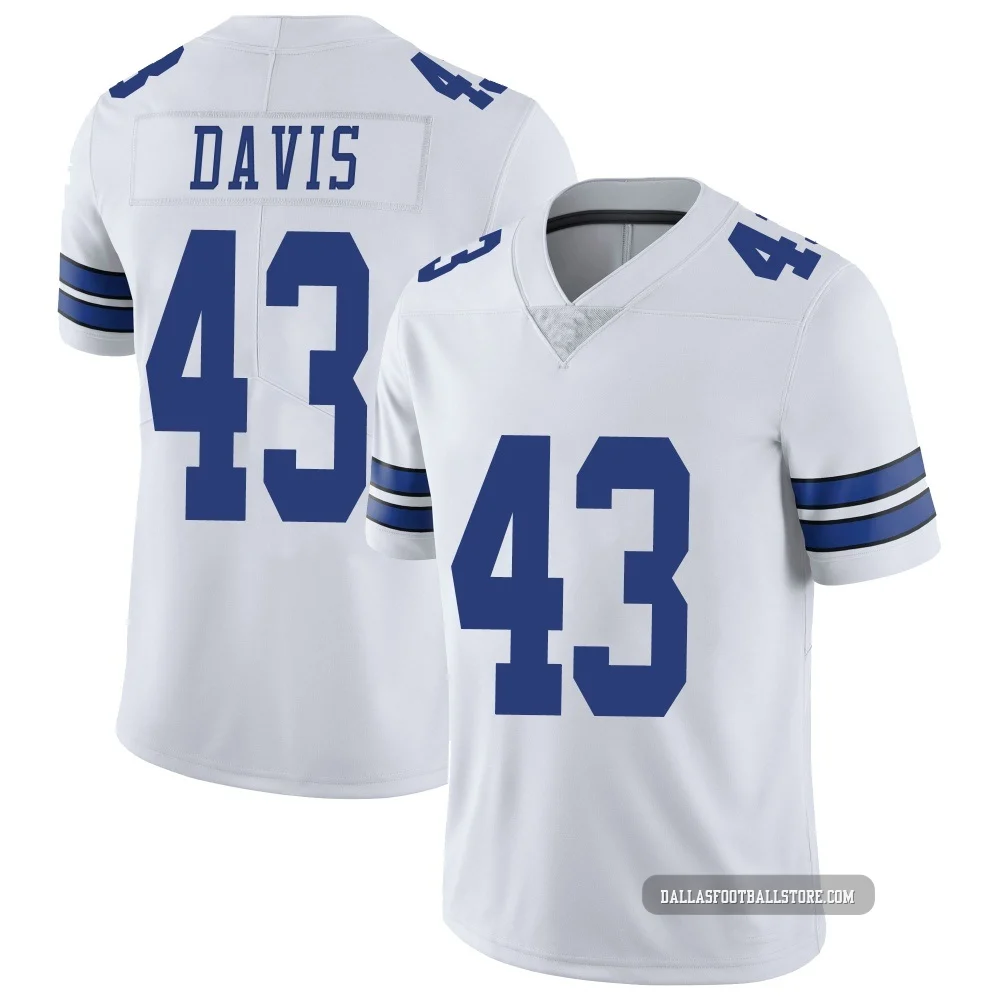 Malik Davis Dallas Cowboys ＃43 Limited Youth White Vapor Untouchable Jersey