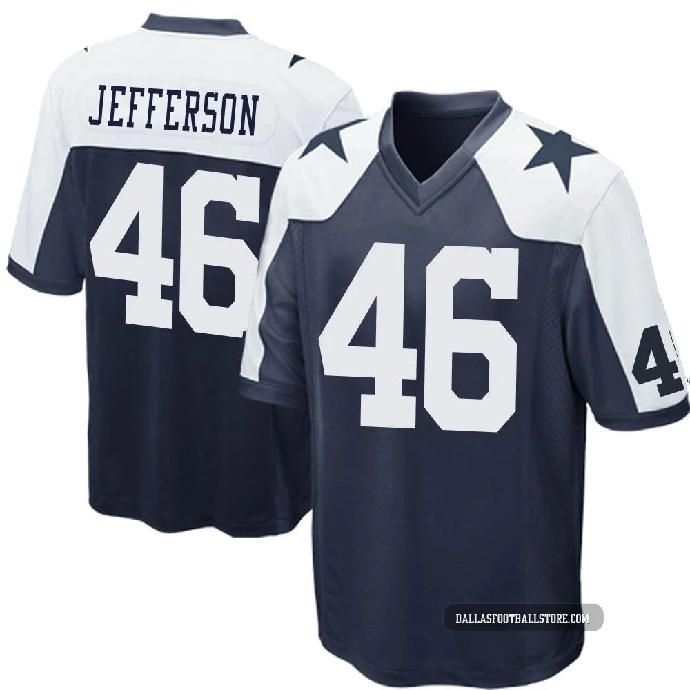 Malik Jefferson Dallas Cowboys ＃46 Game Men's Navy Blue Throwback Jersey