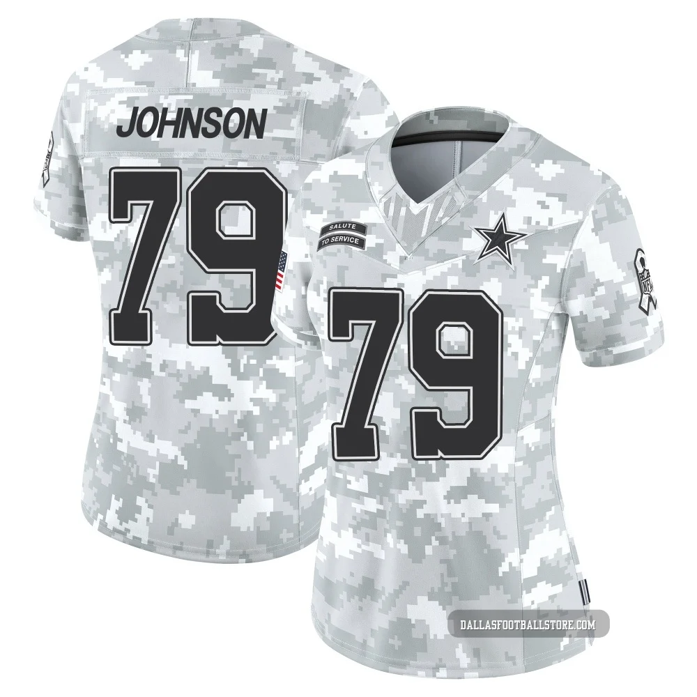 Marcellus Johnson Dallas Cowboys ＃79 Limited Women's Arctic Camo 2024 Salute to Service Jersey