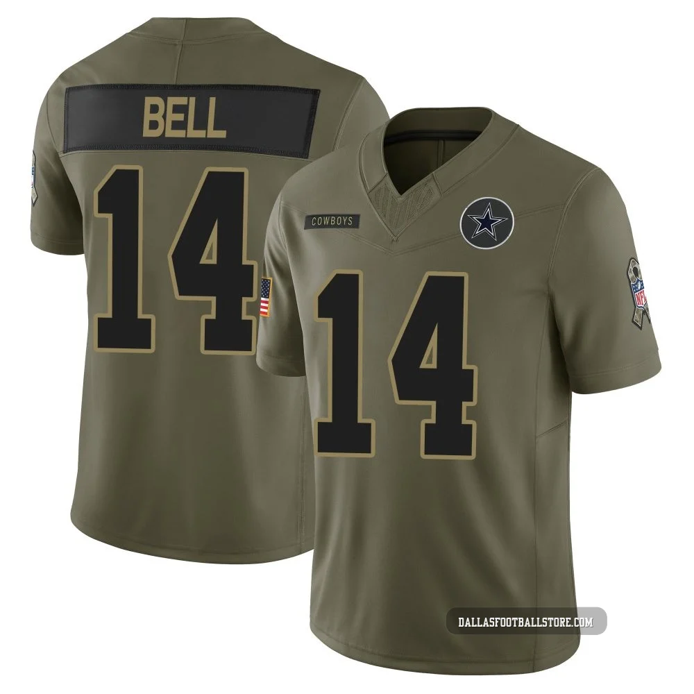 Markquese Bell Dallas Cowboys ＃14 Limited Youth Olive 2025 Salute to Service Jersey