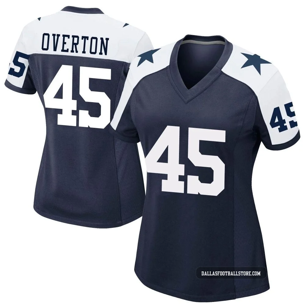 Matt Overton Dallas Cowboys ＃45 Game Women's Navy Alternate Jersey