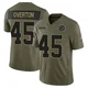 Matt Overton Dallas Cowboys ＃45 Limited Youth Olive 2025 Salute to Service Jersey