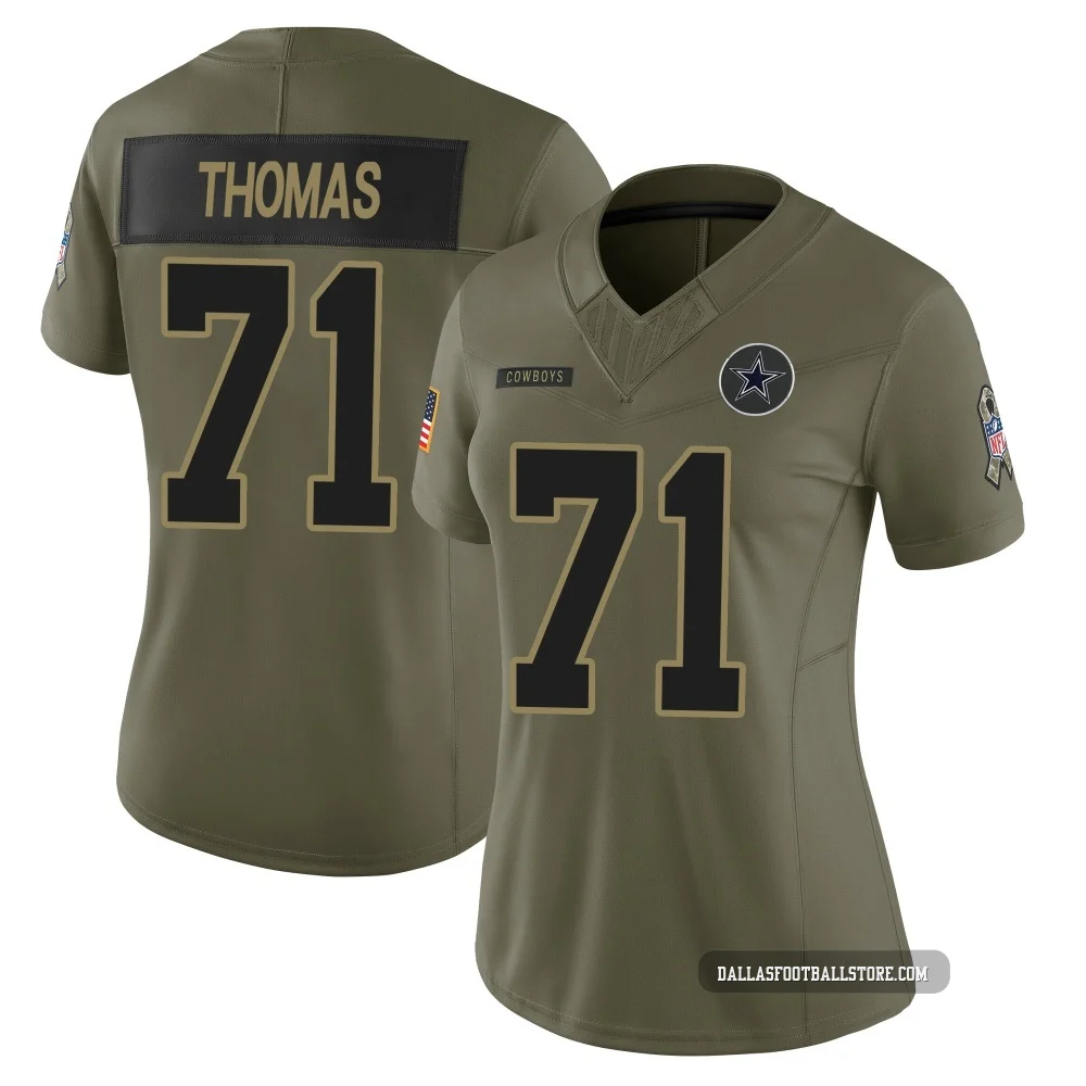Nathan Thomas Dallas Cowboys ＃71 Limited Women's Olive 2025 Salute to Service Jersey