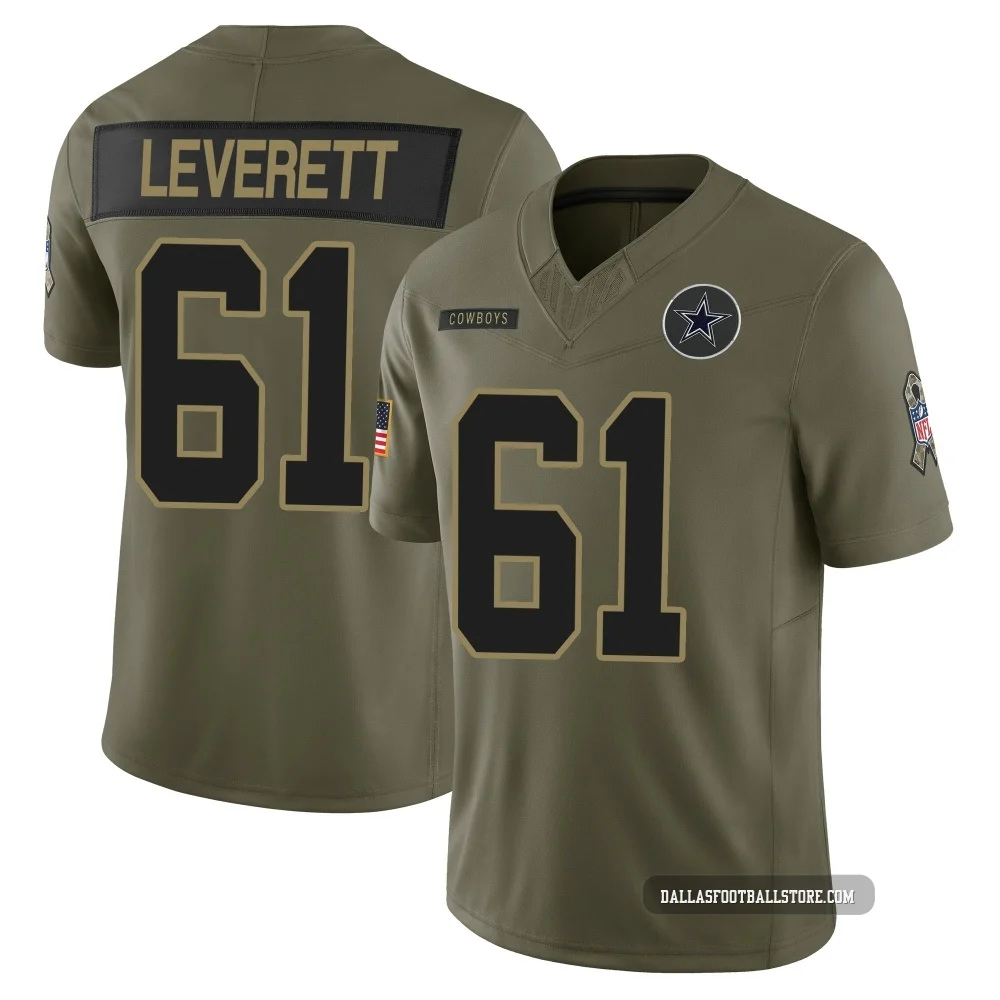Nick Leverett Dallas Cowboys ＃61 Limited Youth Olive 2025 Salute to Service Jersey