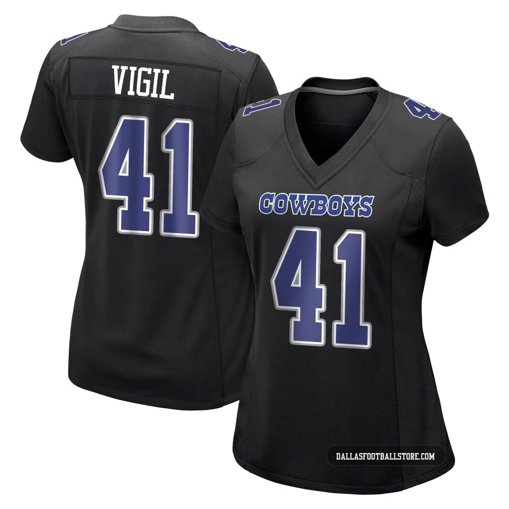 Nick Vigil Dallas Cowboys ＃41 Game Women's Black Carbon Fashion Jersey