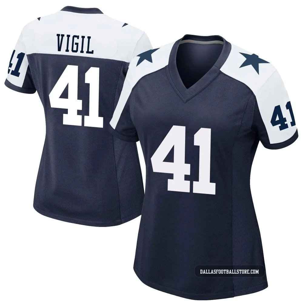 Nick Vigil Dallas Cowboys ＃41 Game Women's Navy Alternate Jersey