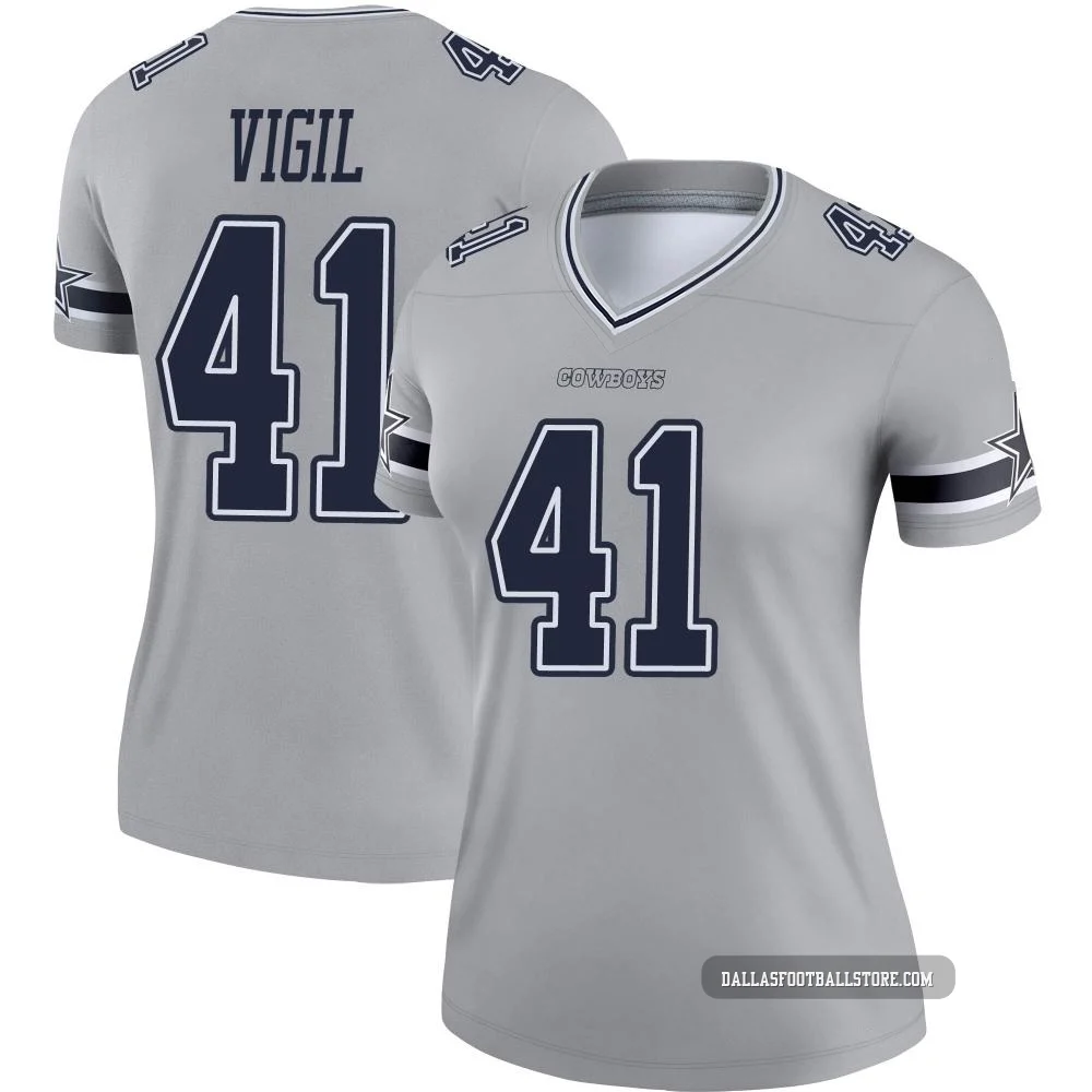 Nick Vigil Dallas Cowboys ＃41 Legend Women's Gray Inverted Jersey