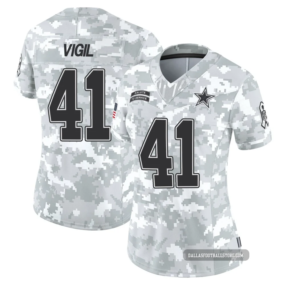 Nick Vigil Dallas Cowboys ＃41 Limited Women's Arctic Camo 2024 Salute to Service Jersey