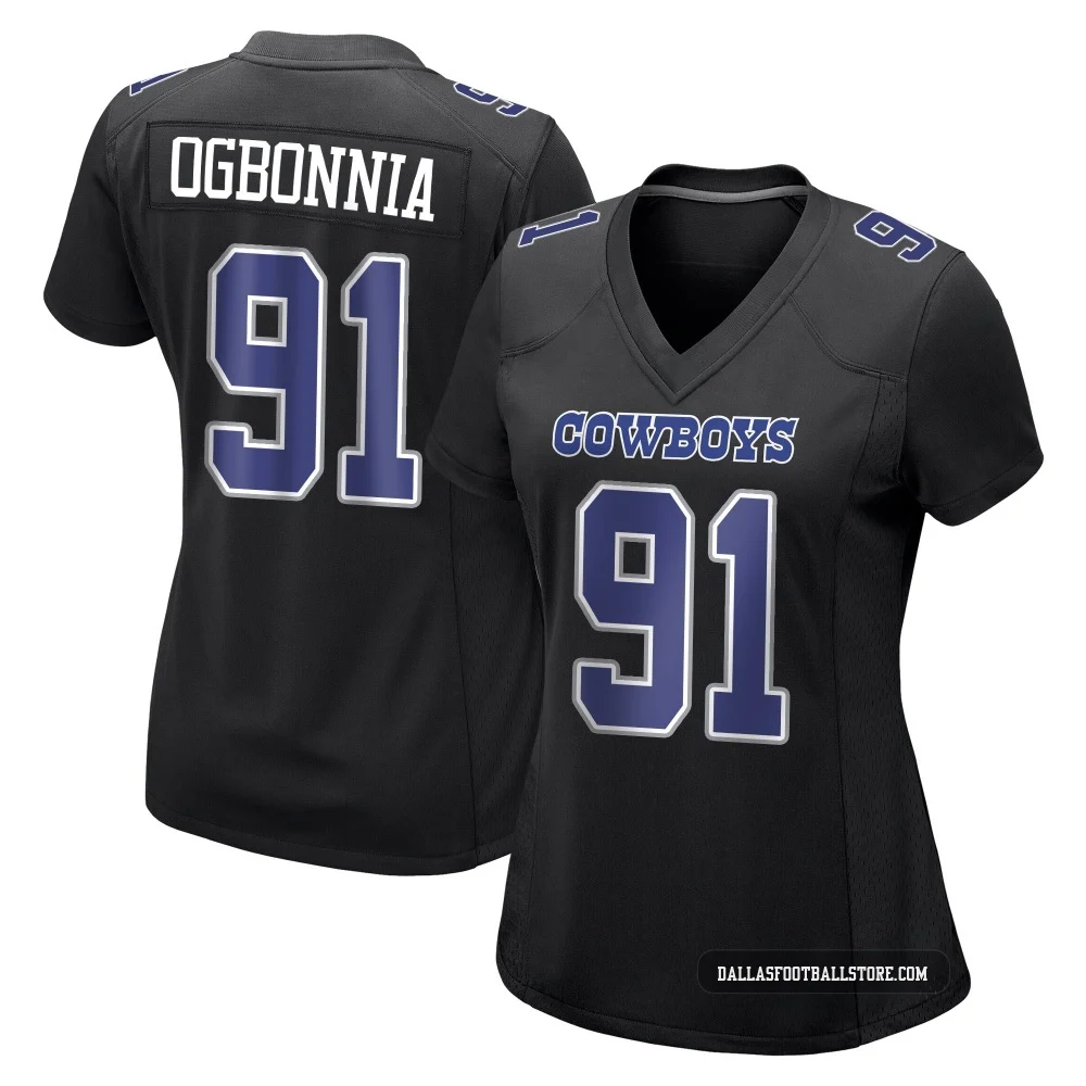 Otito Ogbonnia Dallas Cowboys ＃91 Game Women's Black Carbon Fashion Jersey