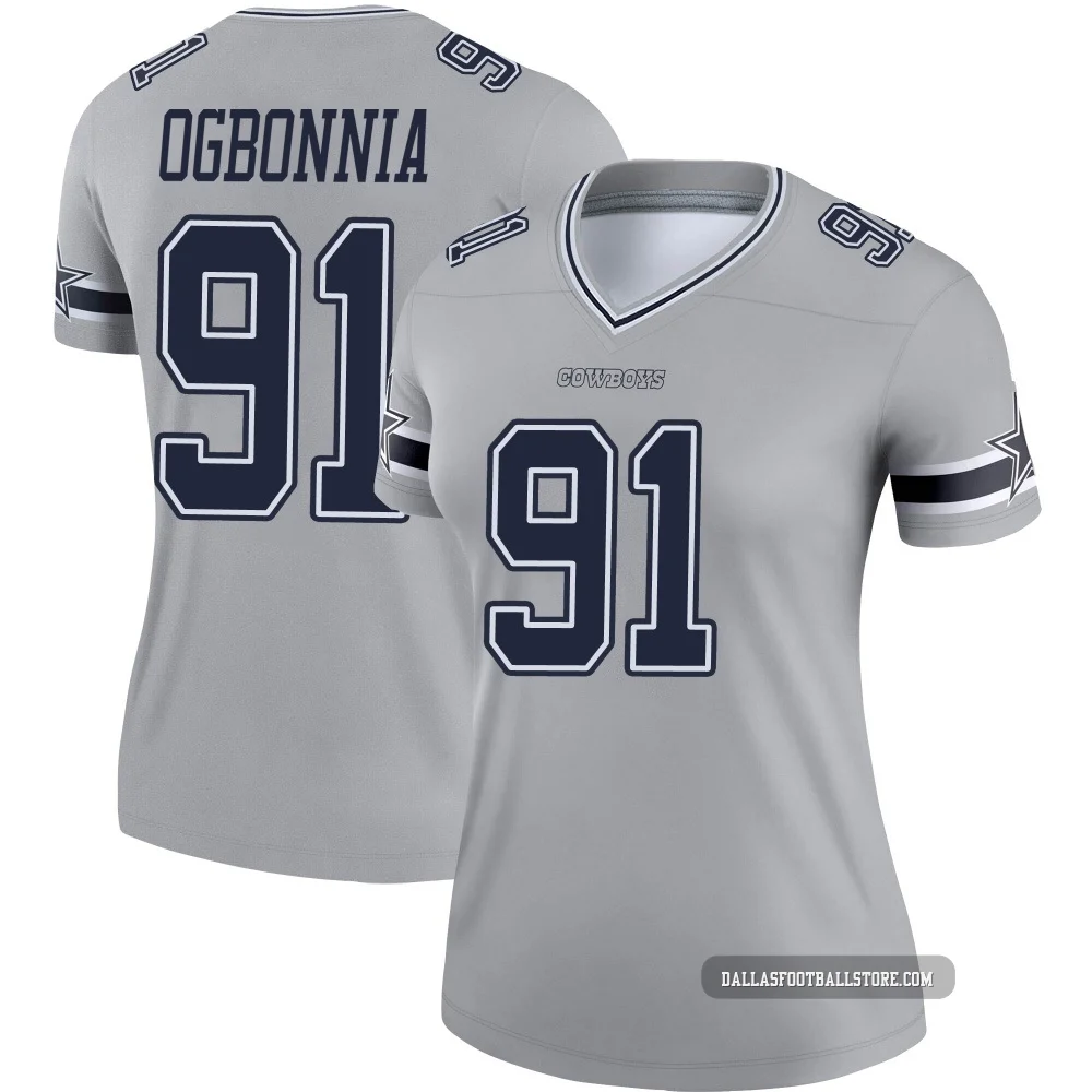 Otito Ogbonnia Dallas Cowboys ＃91 Legend Women's Gray Inverted Jersey