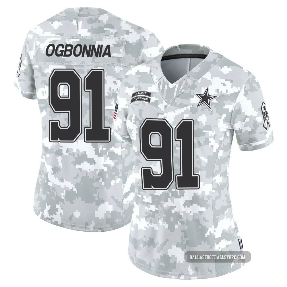 Otito Ogbonnia Dallas Cowboys ＃91 Limited Women's Arctic Camo 2024 Salute to Service Jersey