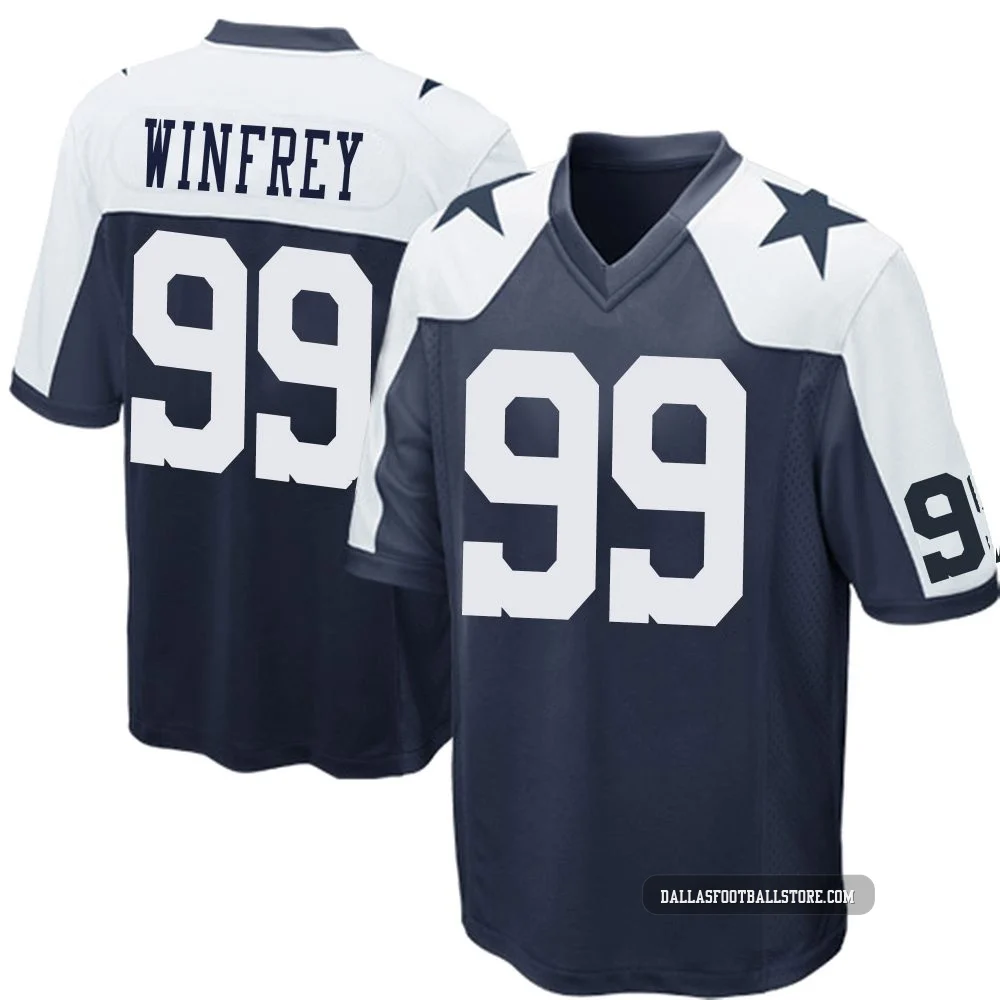 Perrion Winfrey Dallas Cowboys ＃99 Game Youth Navy Blue Throwback Jersey