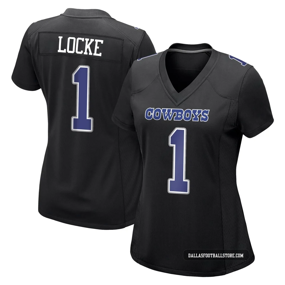 P.J. Locke Dallas Cowboys ＃1 Game Women's Black Carbon Fashion Jersey