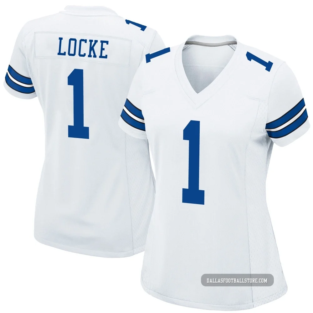 P.J. Locke Dallas Cowboys ＃1 Game Women's White Jersey