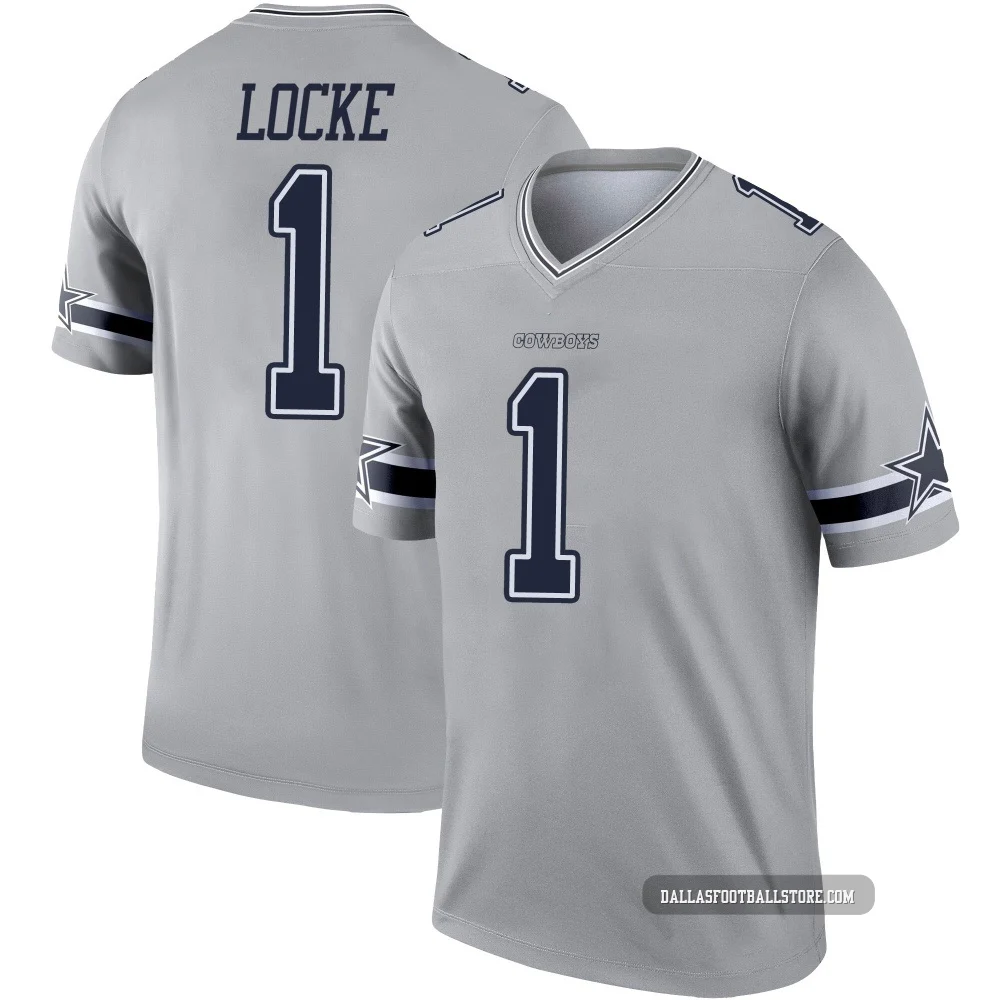 P.J. Locke Dallas Cowboys ＃1 Legend Men's Gray Inverted Jersey