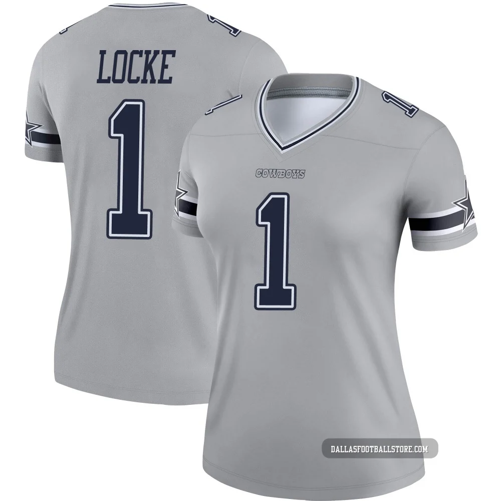 P.J. Locke Dallas Cowboys ＃1 Legend Women's Gray Inverted Jersey