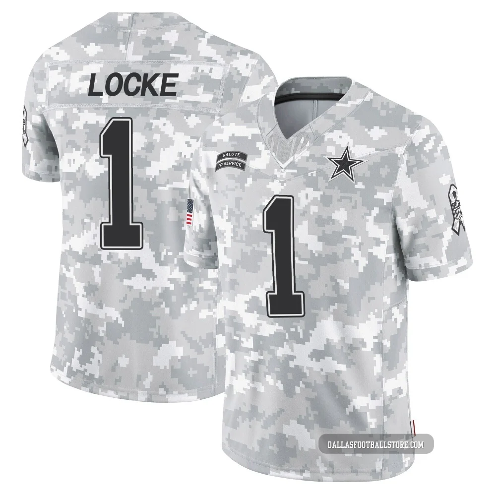 P.J. Locke Dallas Cowboys ＃1 Limited Men's Arctic Camo 2024 Salute to Service Jersey