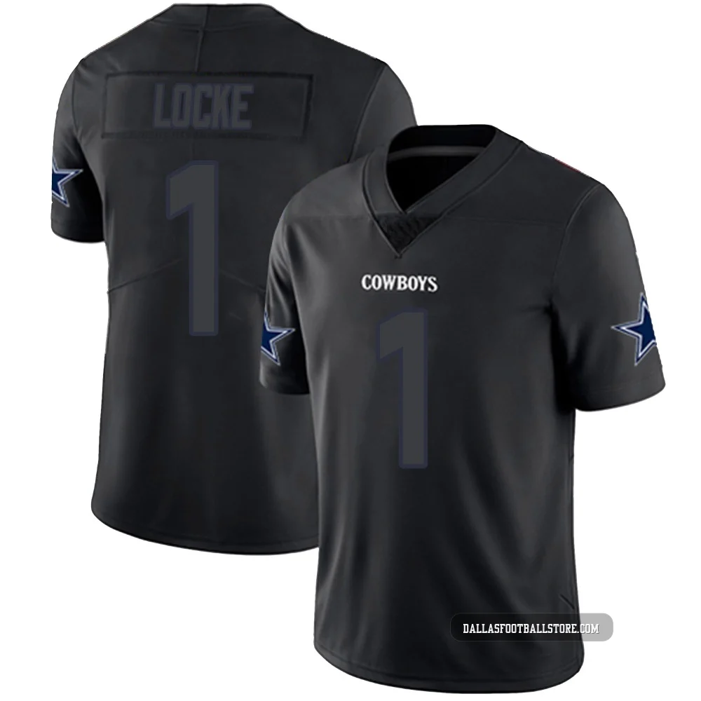 P.J. Locke Dallas Cowboys ＃1 Limited Men's Black Impact Jersey
