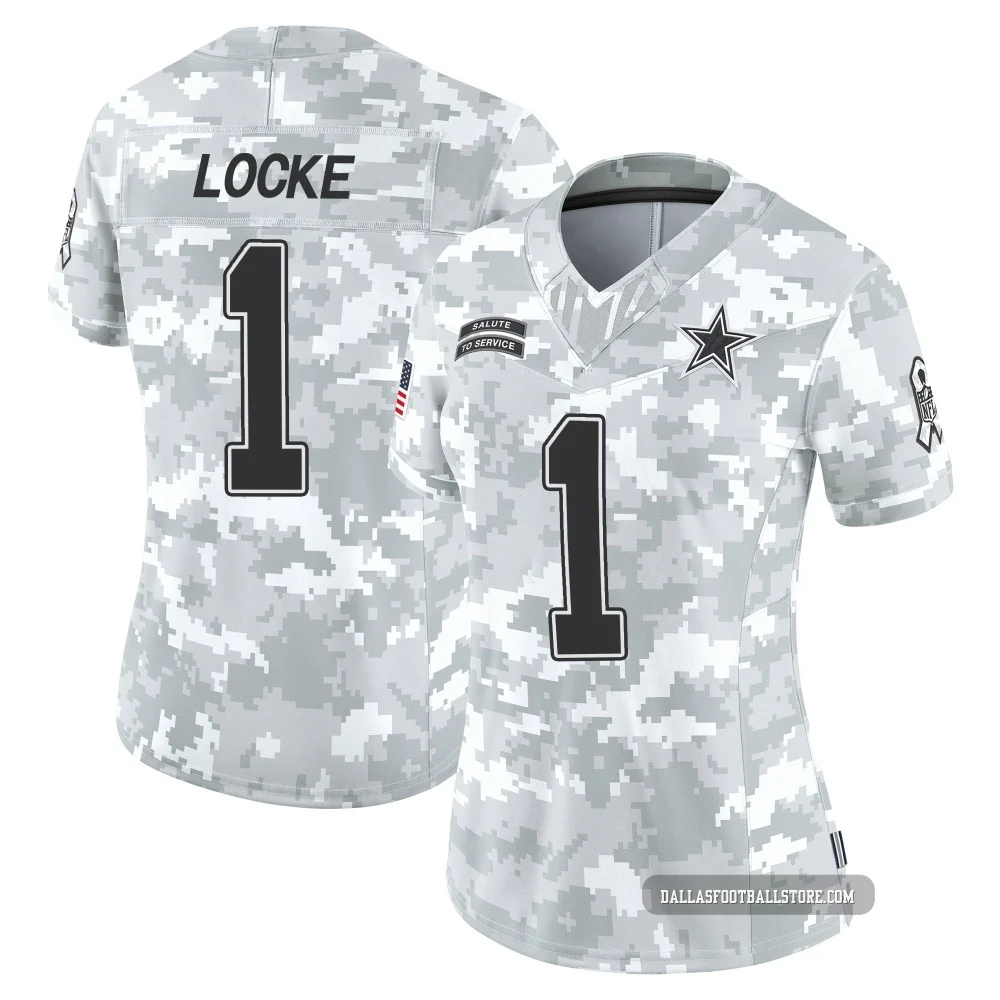 P.J. Locke Dallas Cowboys ＃1 Limited Women's Arctic Camo 2024 Salute to Service Jersey